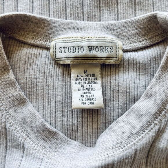 Vintage 90s Y2K Stretch Striped Ribbed Knit Shirt Whimsigoth Preppy Womens M - Picture 4 of 6